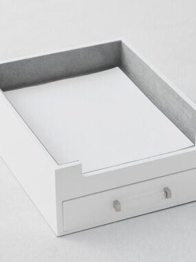 White Desk Tray | Fabric Lined Desk or Jewelry Organizer